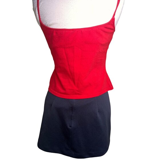 DKNY Red Spaghetti Strap Top & Black Varsity Cheerleader Skirt Set L / XL - Picture 3 of 8